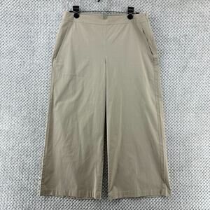 Eileen Fisher Pants Women S Beige Mid Rise Wide Leg Side Pockets Cropped Leg